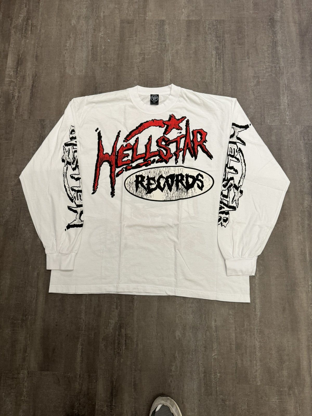 image of Hellstar Records White L/s Tee, Men's (Size 2XL)