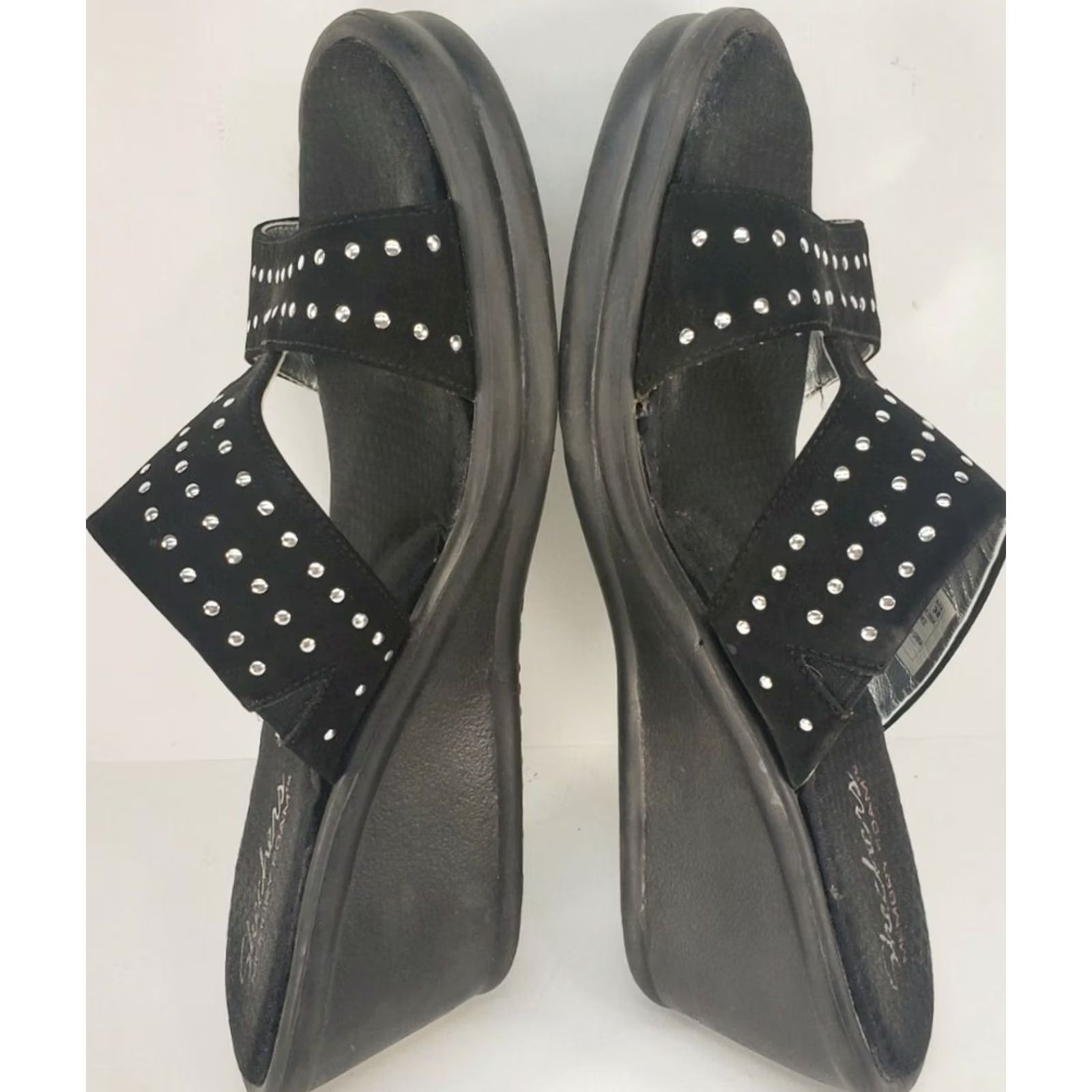 SKECHERS Skechers Cali Rumblers Wedge Sandals Women’s Size 9 Black Slip-On Casual Comfort Beading Size US 6 / IT 36 - 7 Thumbnail