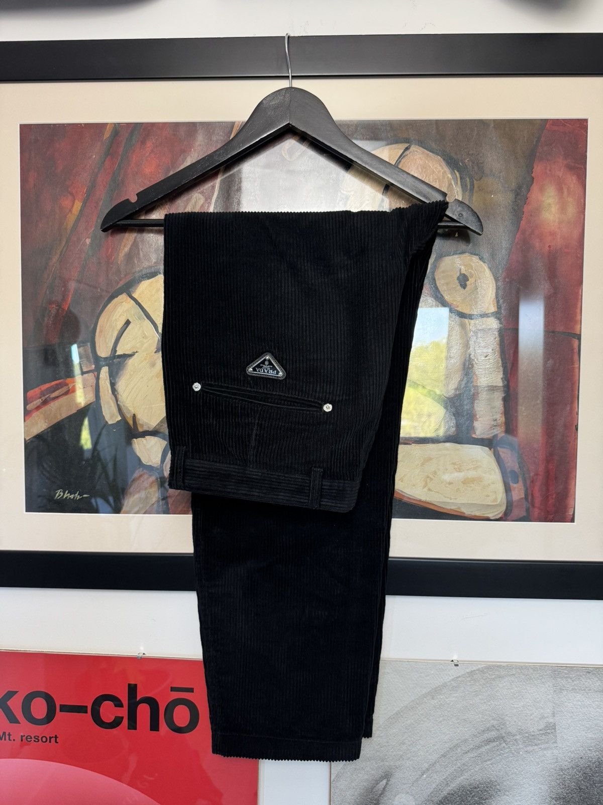 Prada AW23 Prada Black Corduroy Designer Trousers Luxury High End Size US 31 - 1 Thumbnail
