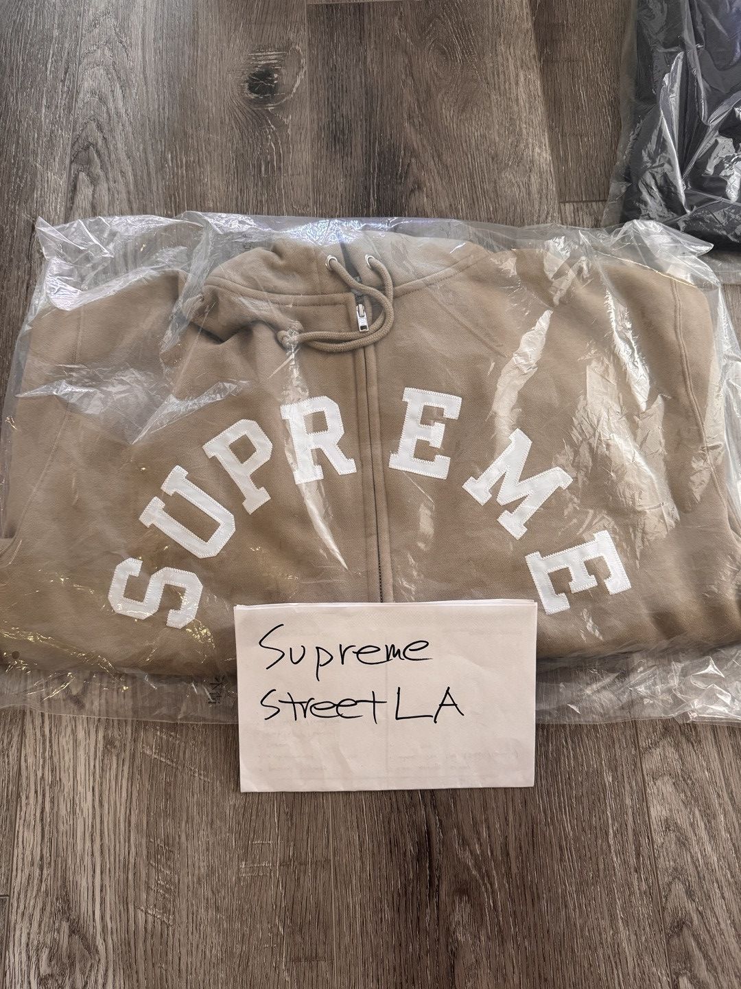 Supreme Supreme Champion Zip Up Hooded Sweatshirt Medium Tan | Grailed