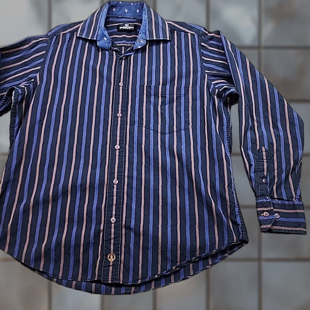 BUGATCHI Bugatchi Uomo Shirt Mens Medium Short Sleeve Button Up Casual Striped Size US M / EU 48-50 / 2 - 1 Thumbnail