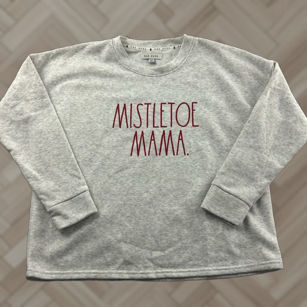 Vintage Rae Dunn Mistletoe Mama Pullover Sweatshirt Women's Gray Medium Size M / US 6-8 / IT 42-44 - 1 Thumbnail