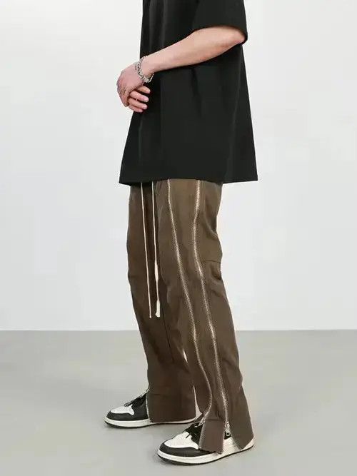 Designer × Jean punk zipper flared tactical pants Size US 34 / EU 50 - 4 Thumbnail