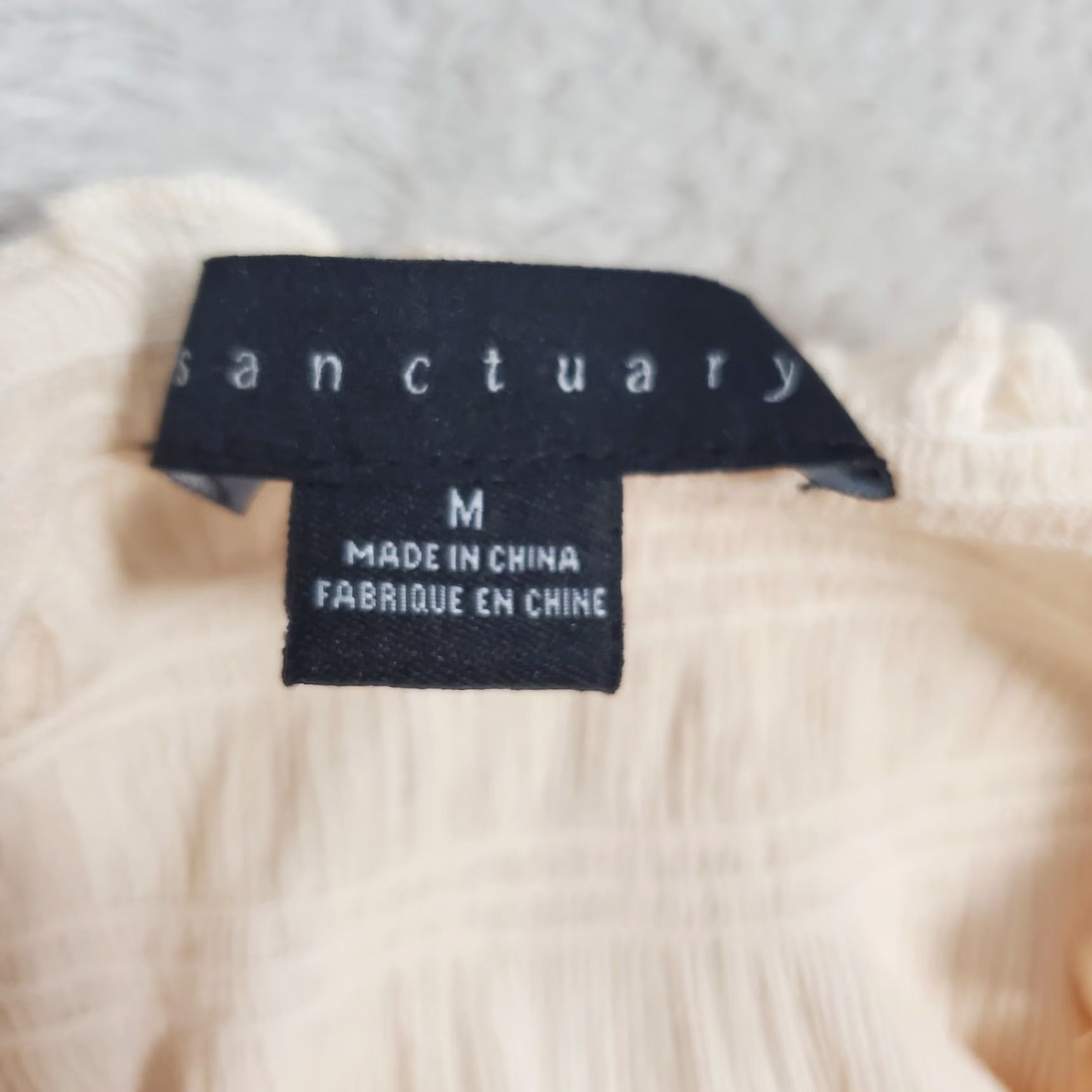 Sanctuary Sanctuary Women Blouse Shirt Boho Peasant M Peach Rayon Long Sleeve Round Neck Ruffle Crinkle Lightweight N/A Size M / US 6-8 / IT 42-44 - 3 Thumbnail