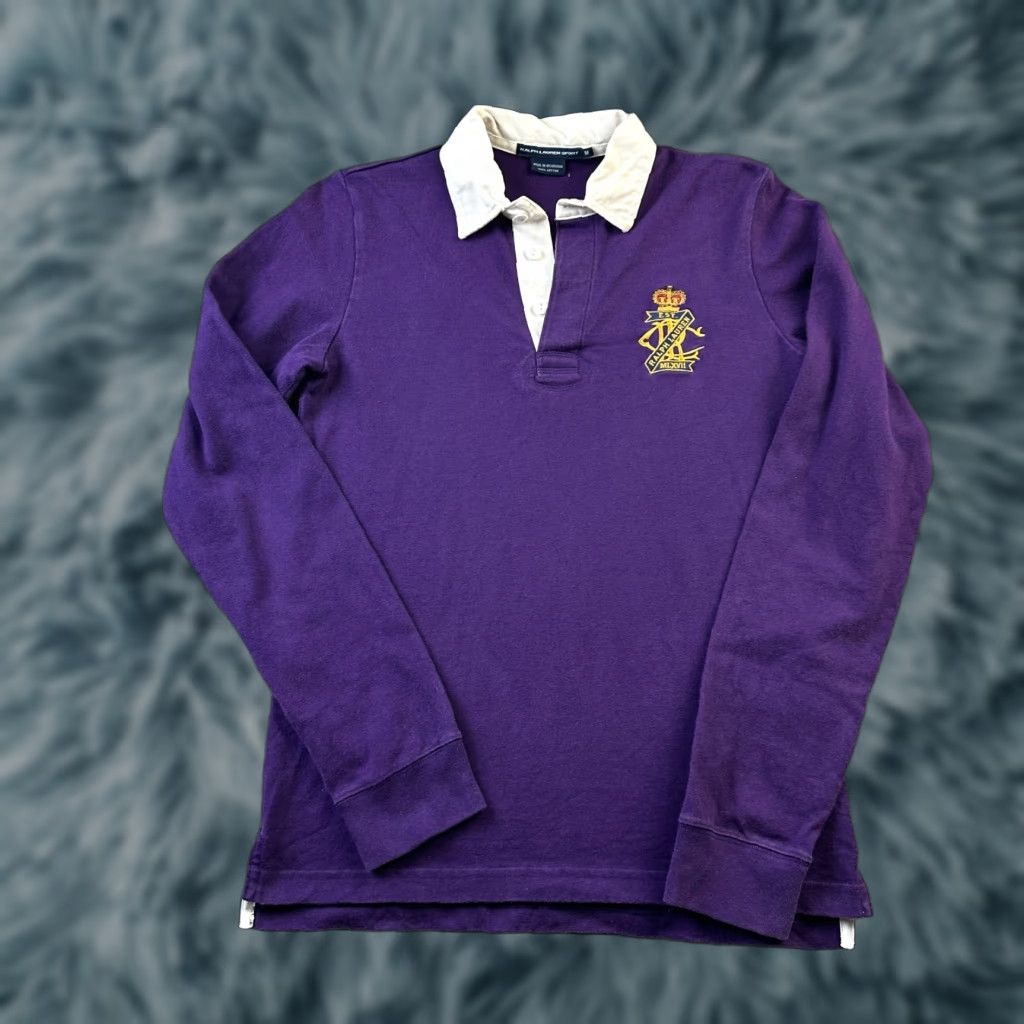 Polo Ralph Lauren VINTAGE Polo Ralph Lauren Shirt Womens Medium Purple Rugby Crest Y2K Preppy Size M / US 6-8 / IT 42-44 - 1 Thumbnail
