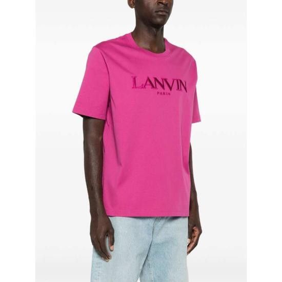 Lanvin o1s22i1n1024 Embroidered Logo T-Shirt in Pink Size US L / EU 52-54 / 3 - 5 Thumbnail