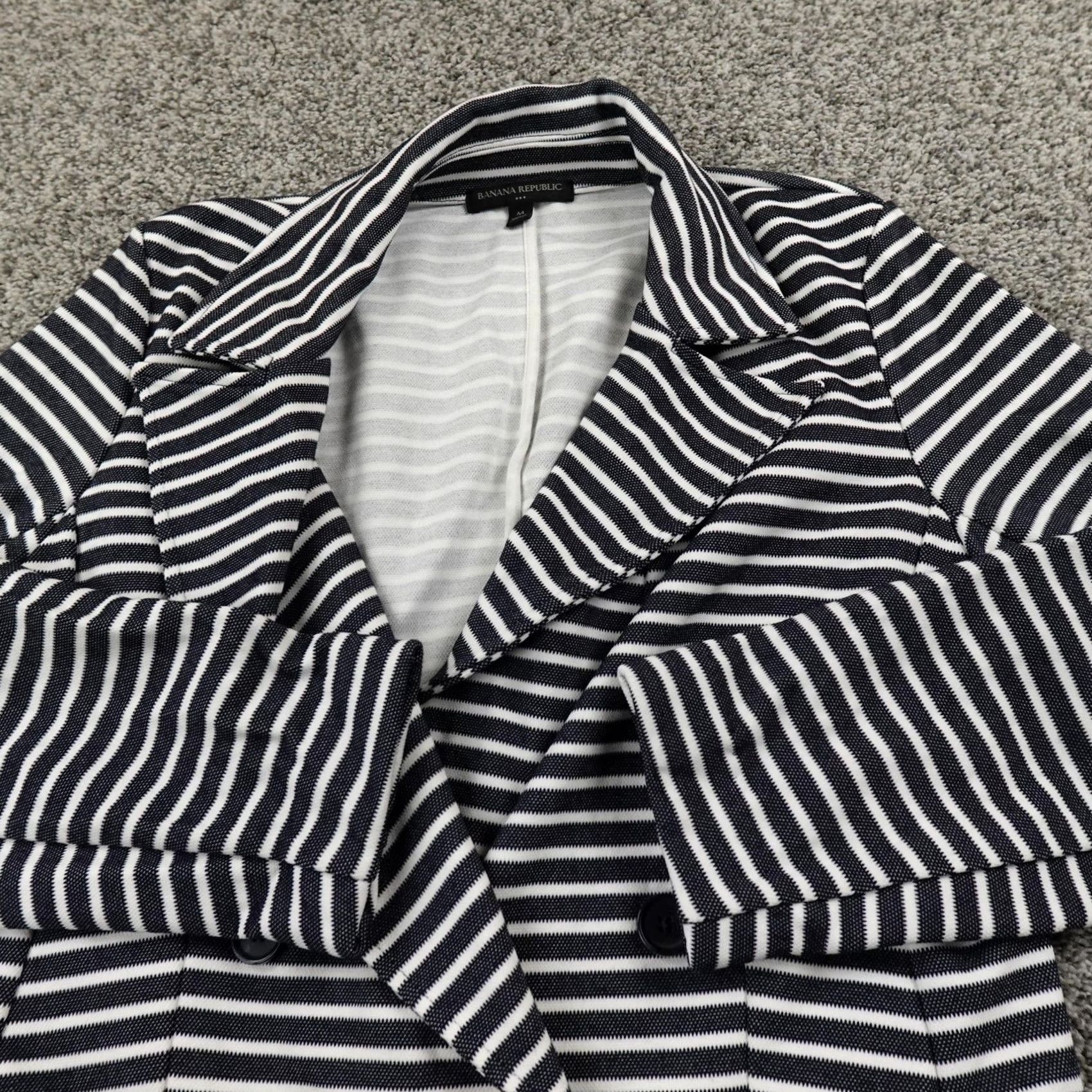 Banana Republic Banana Republic Blazer Womens M Blue Stripe Knit Sport Coat Jacket Career Size M / US 6-8 / IT 42-44 - 3 Thumbnail