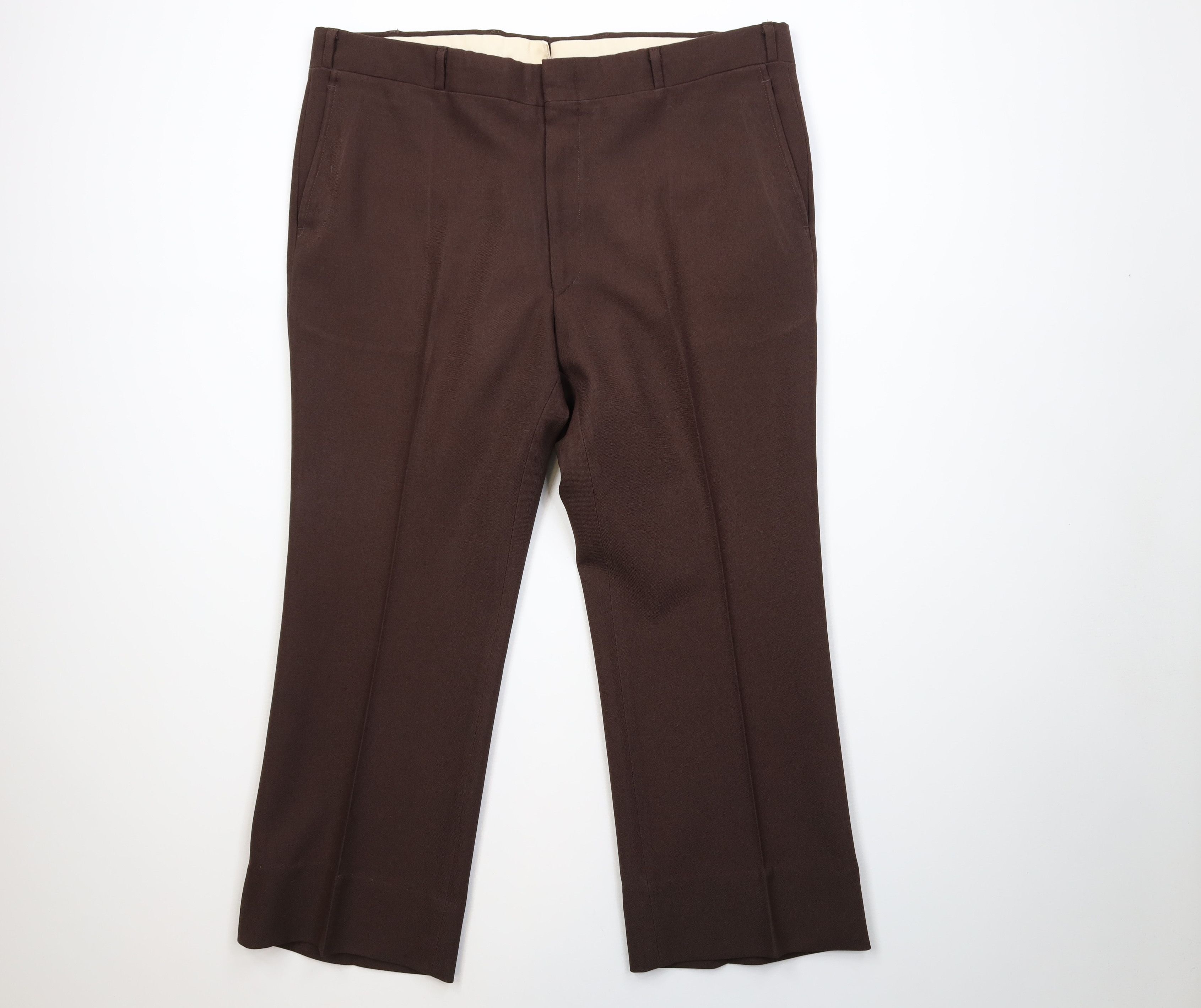 Vintage Vintage 70s 2 Piece Knit Suit Wedding Brown Size 48R - 11 Thumbnail