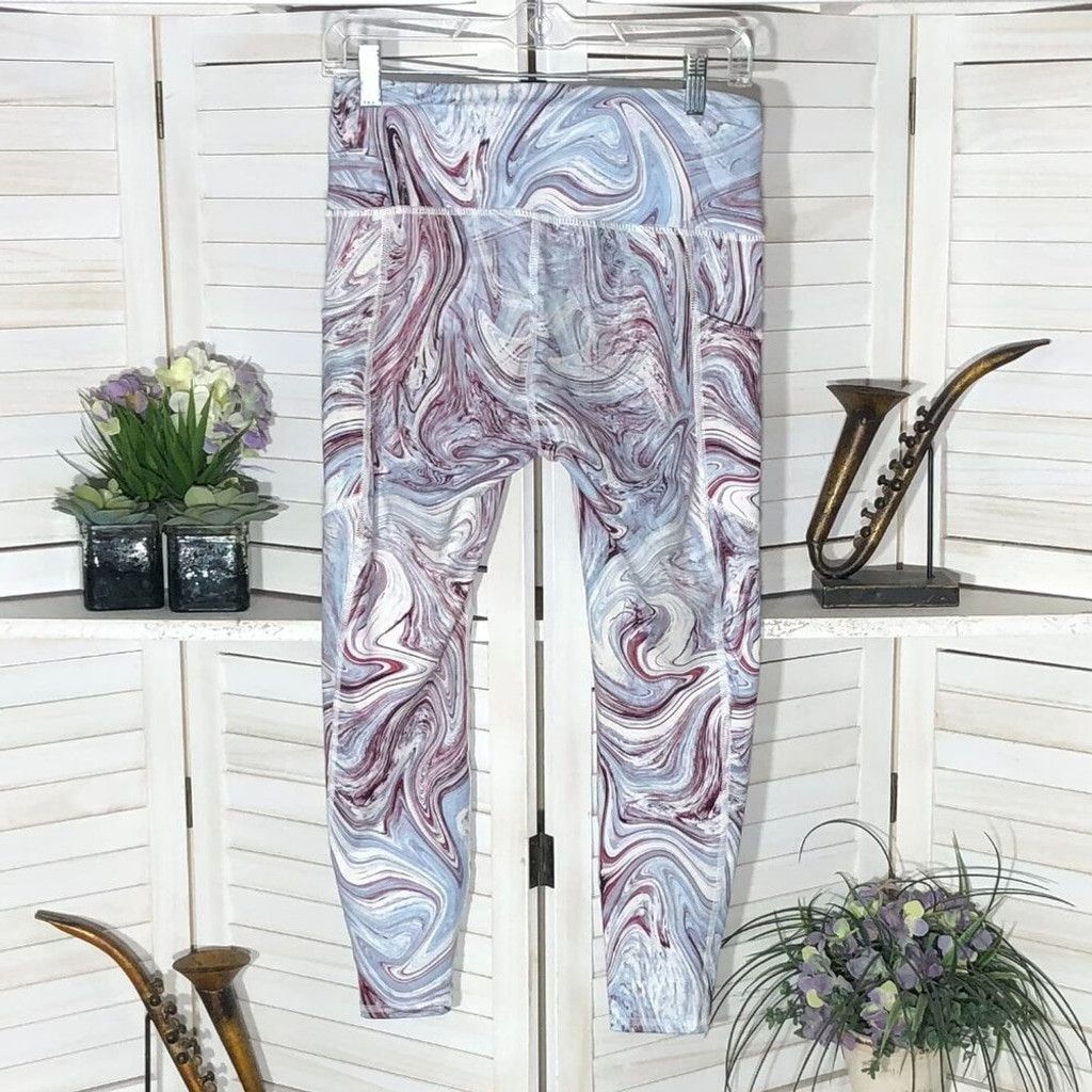 Other Sports compression leggings swirl blue wine High waist Sz M Size 24" / US 00 / IT 34 - 2 Thumbnail