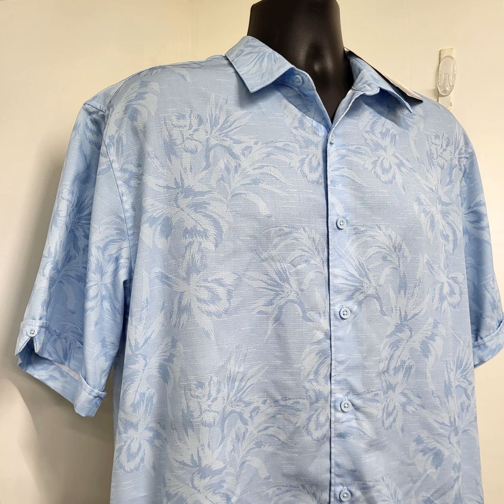 Vintage Cafe Luna Hawaiian Shirt Mens L Button-Up Short Sleeve Blue Palm Trees Size US L / EU 52-54 / 3 - 3 Thumbnail