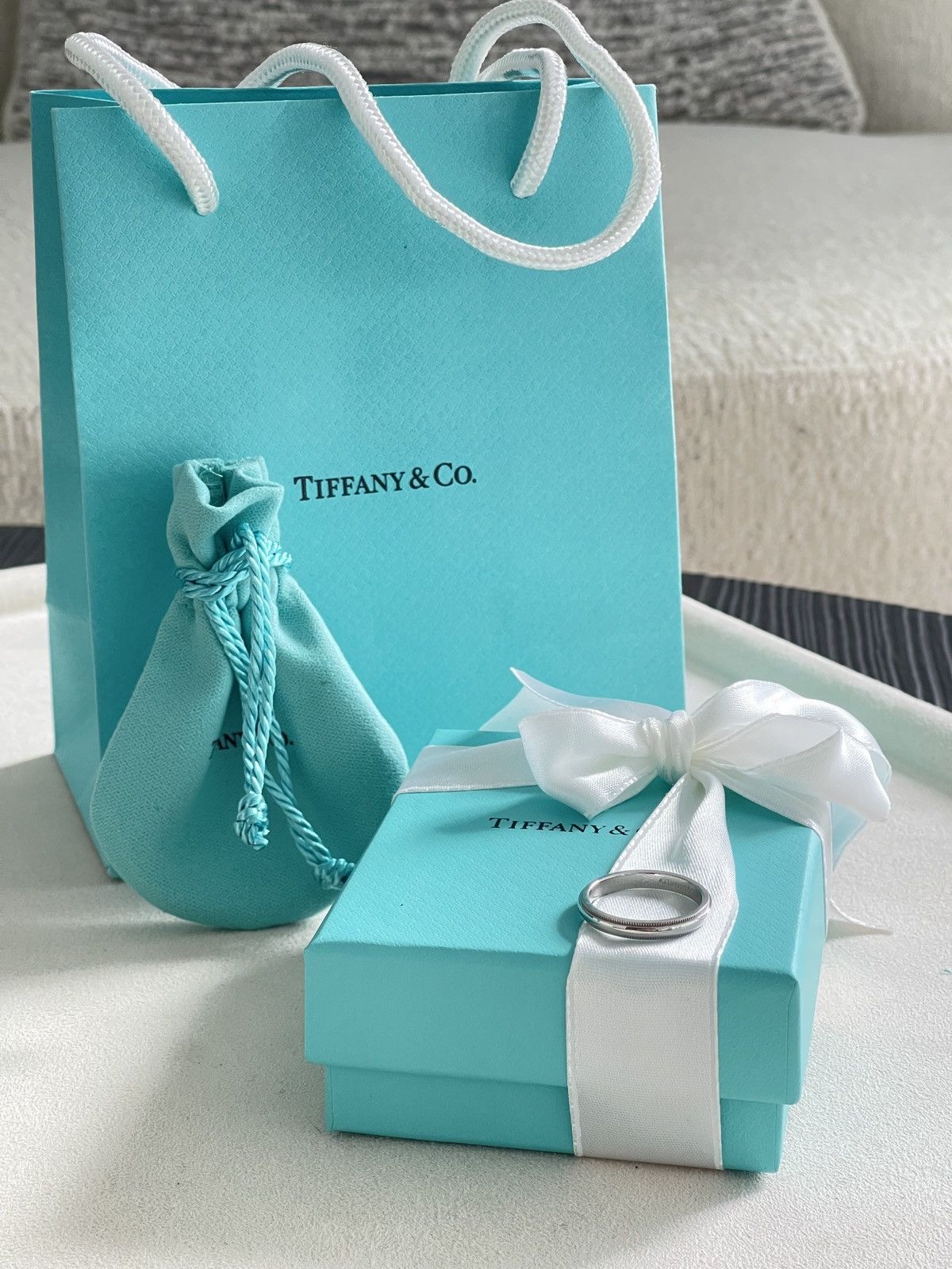 Tiffany & Co. Tiffany Milgrain Ring Platinum, 3 mm Wide 7.75 $1,600 Size ONE SIZE - 7 Thumbnail