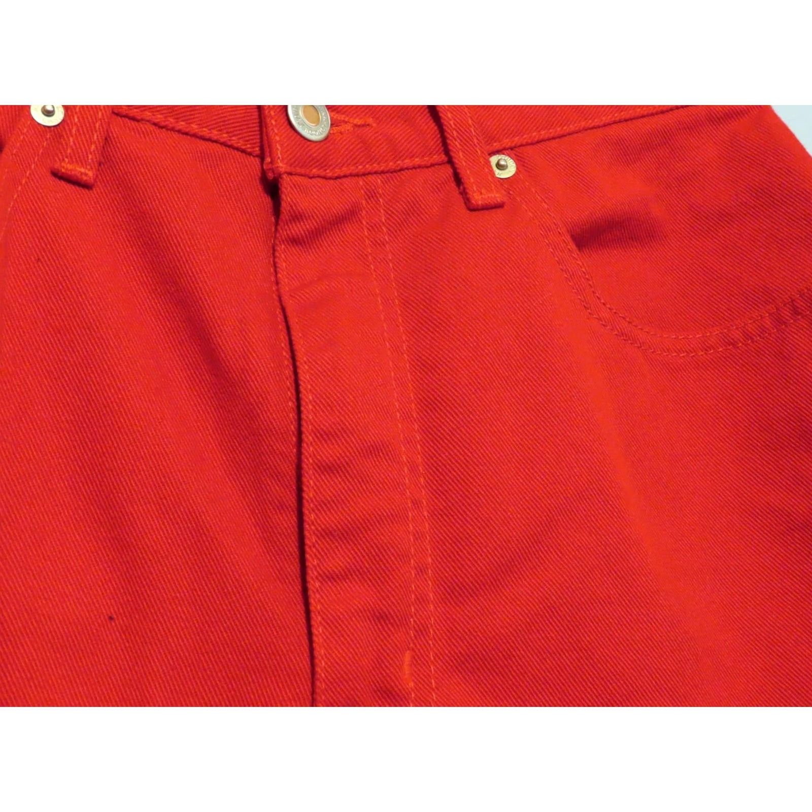 Vintage London Jeans Pants Womens Size 12 Red Denim Straight Pockets 30 in Waist Regular Inseam 29 in High Rise Cotton Button Vintage No Size 34" / US 12 / IT 48 - 4 Thumbnail
