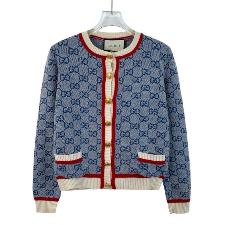 Gucci Blue Logo Knit Cardigan with Buttons - dmc