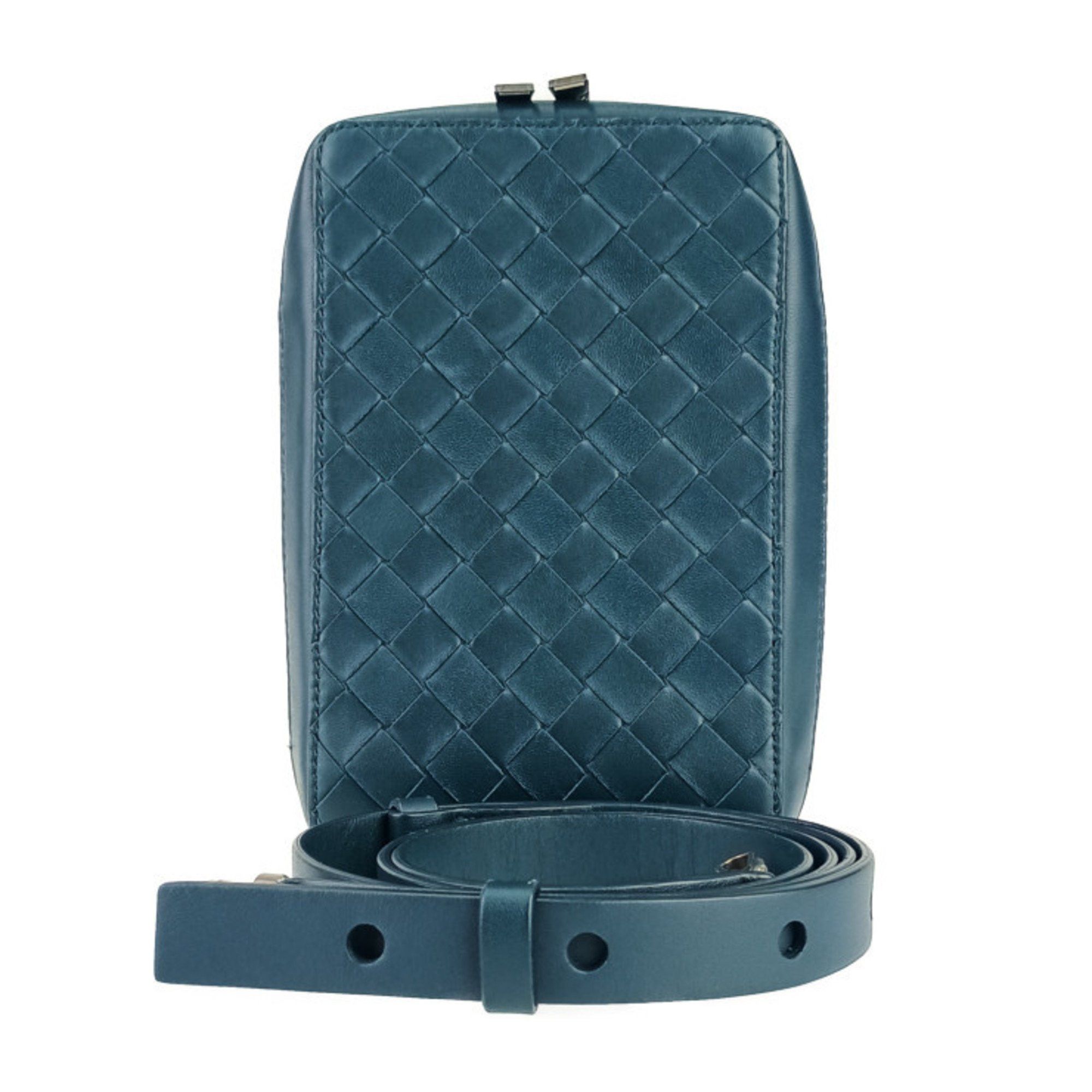 Bottega Veneta BOTTEGA VENETA Intrecciato Small The Valve Shoulder/Crossbody Bag 592692 VO0BI Blue Leather for Men and Women Size ONE SIZE - 1 Thumbnail