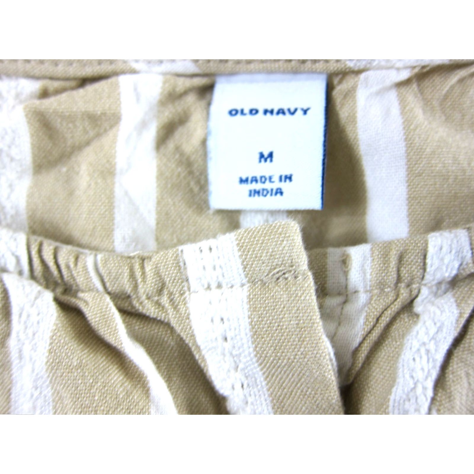 Old Navy Old Navy 100% Cotton Brown White Striped Pocket Tiered Short Sleeve Maxi Dress M Womens Dress Size 32" / US 10 / IT 46 - 3 Thumbnail