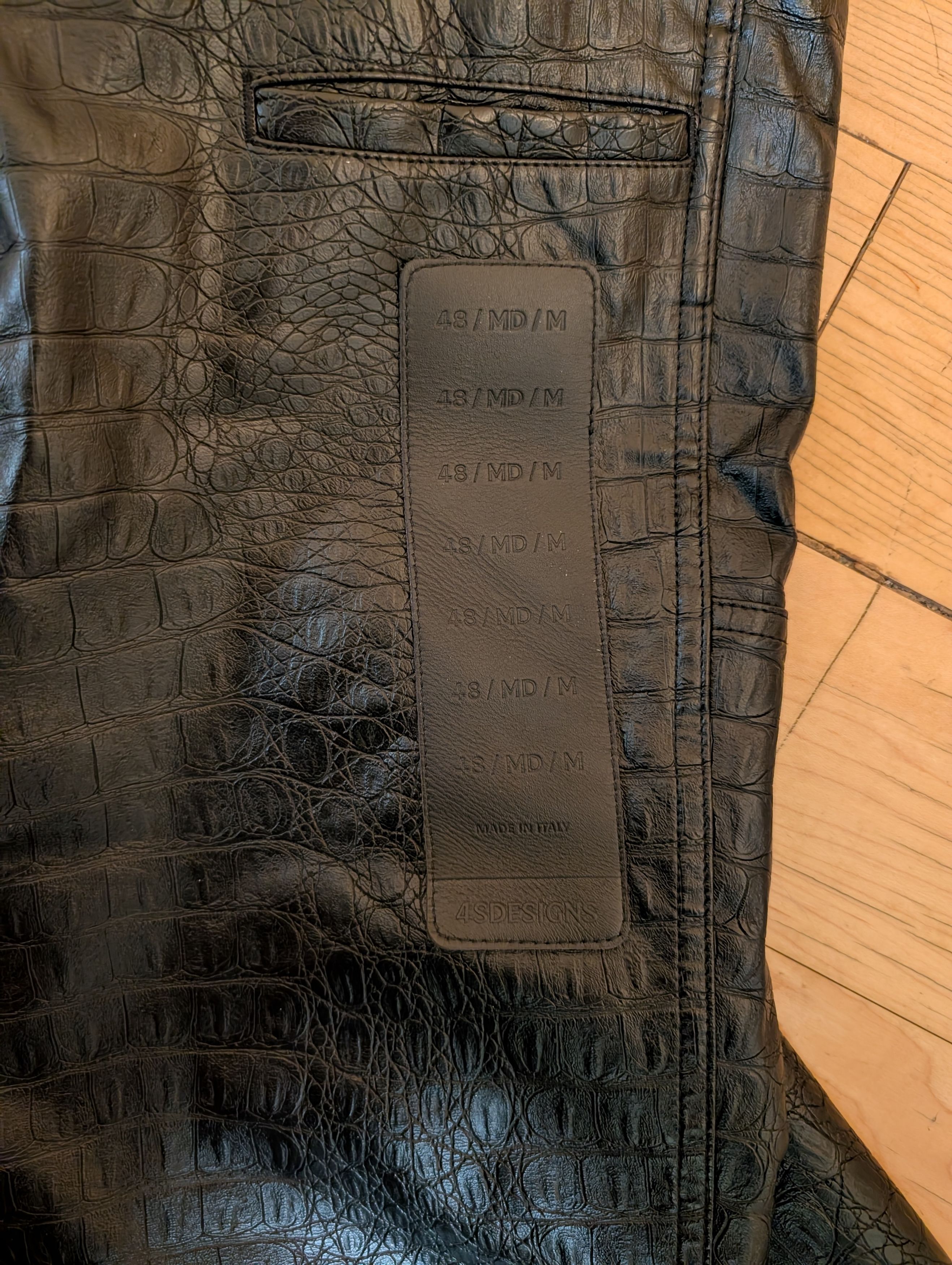 4SDESIGNS 4S Designs Black Fake Croc Leather Carpenter Pants Size US 32 / EU 48 - 3 Thumbnail