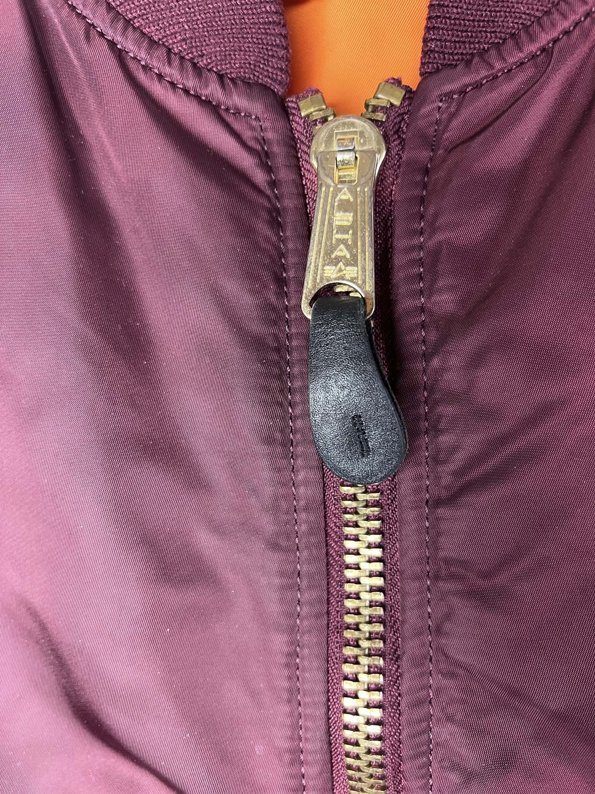 Alpha Industries Vintage 1990's Alpha Indusries Maroon Bomber Jacket USA Size US L / EU 52-54 / 3 - 7 Thumbnail
