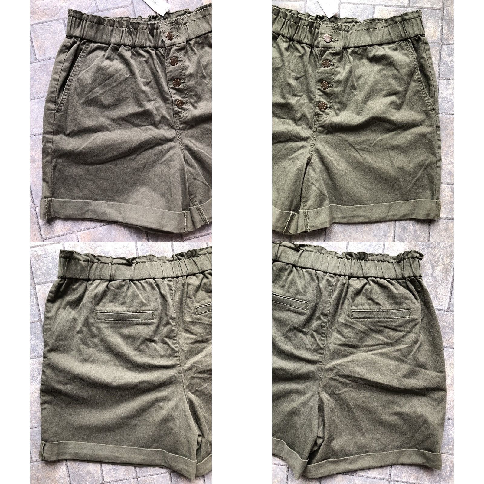 Banana Republic VINTAGE Banana Republic Shorts Women's 12 Green Cotton Spandex Viscose Button Pockets 90s Hipster Preppy Designer Outdoor Summer Fall Spring Womens Size 34" / US 12 / IT 48 - 8 Thumbnail