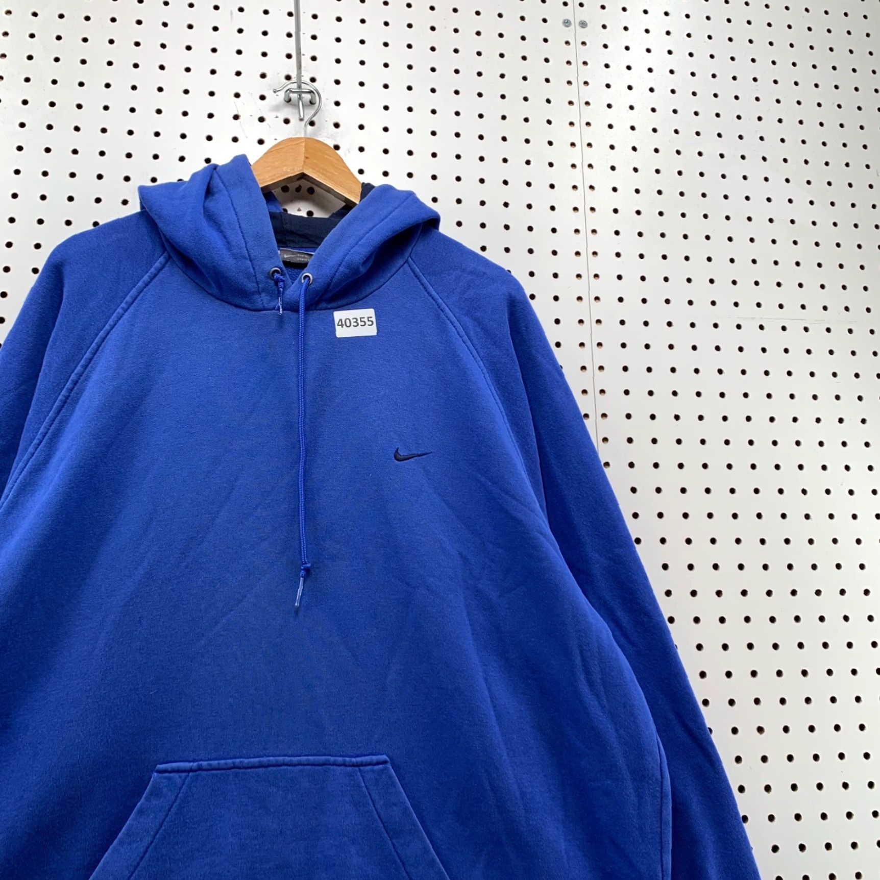 Vintage Nike Hoodie Sweatshirt Men 2XL Blue Y2K Pullover Fleece Winter Casual