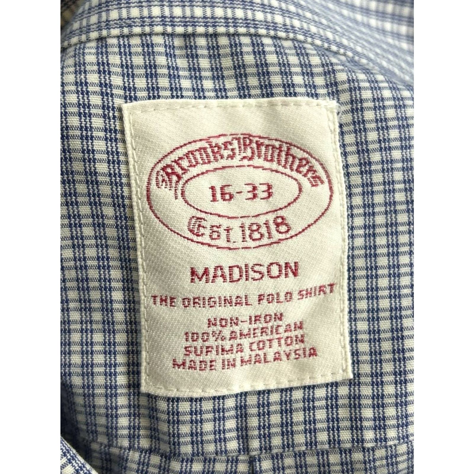 Brooks Brothers Brooks Brothers Dress Shirt Mens 16 Blue White Cotton Button Up Shirt Busy? (Note: must only use original words) Size 42R - 3 Thumbnail