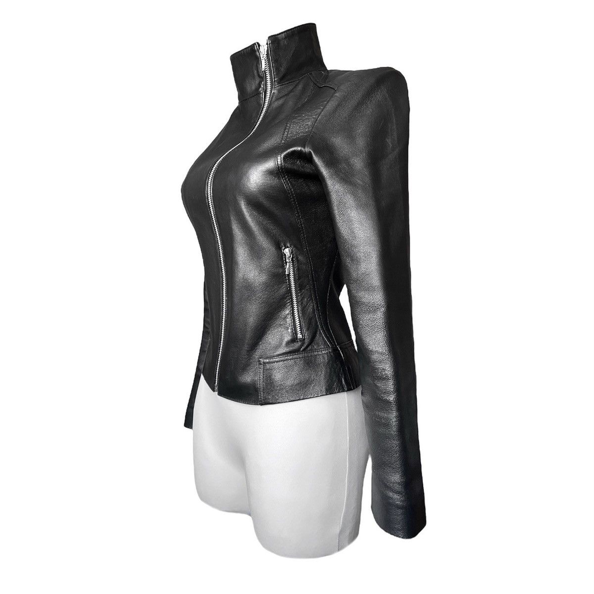 image of Avant Garde x Vintage Distressed Avant - Garde Style Leather Biker Jacket in Black, Women's (Size S