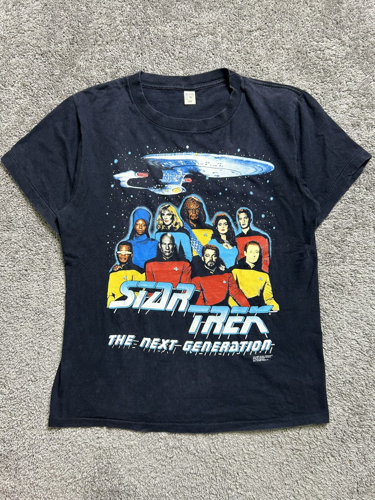 Vintage Vintage 90s Star Trek The Next Generation Tee USA Single Size US L / EU 52-54 / 3 - 1 Thumbnail