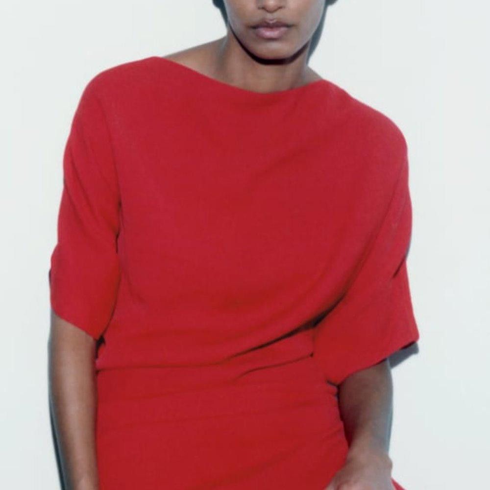 Zara NWT ZARA LONG BELTED DRESS ZW COLLECTION XS red Size XS / US 0-2 / IT 36-38 - 7 Thumbnail