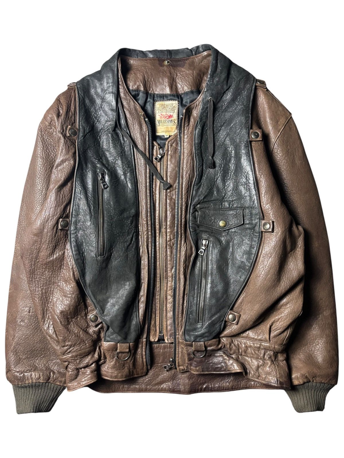 Marithe + Francois Girbaud 1980s Millesimes Shearling Leather Bomber Jacket Size US L / EU 52-54 / 3 - 4 Thumbnail