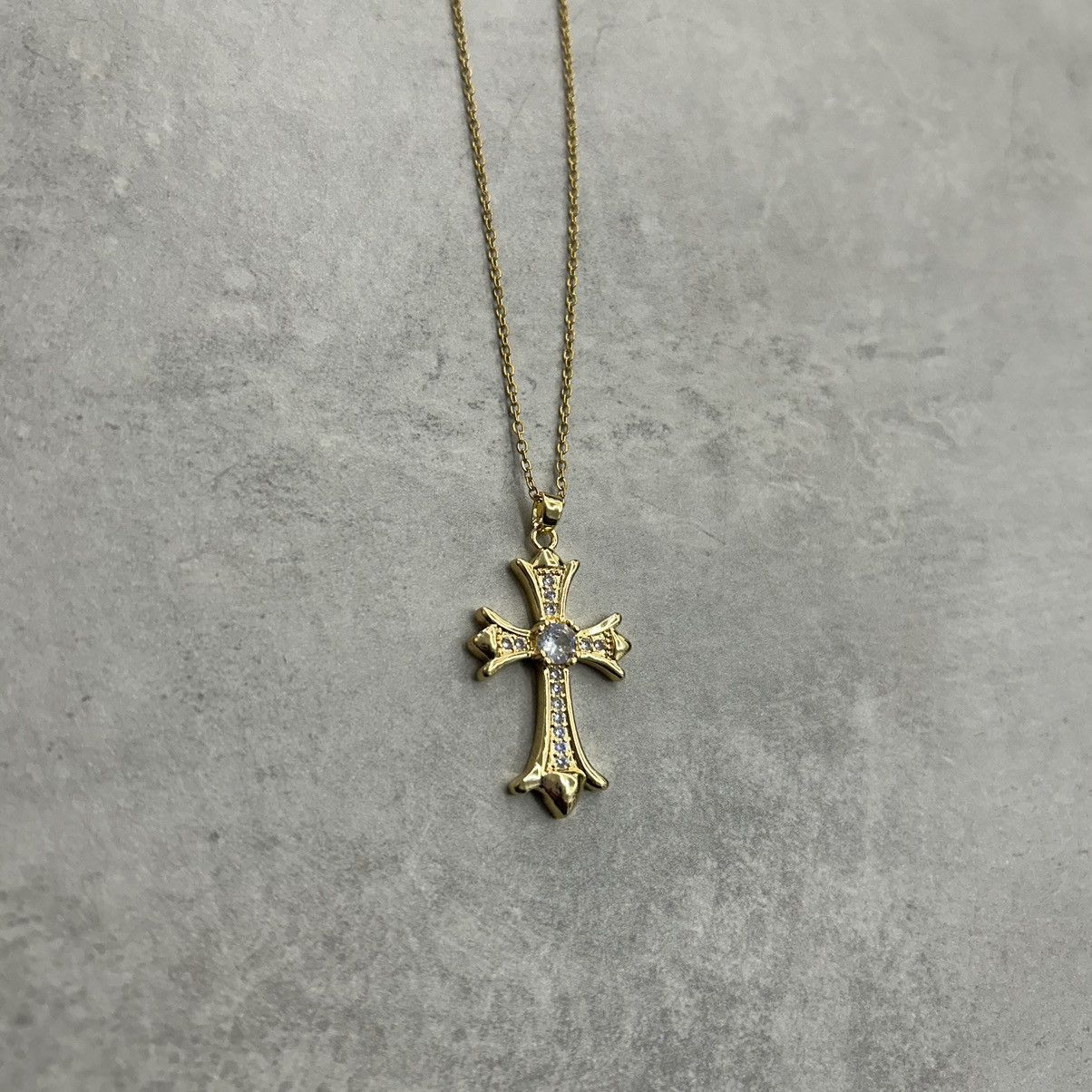 Japanese Brand × Vintage Y2K 2000s Gold studded big cross pendant rapper chain Size ONE SIZE - 1 Thumbnail