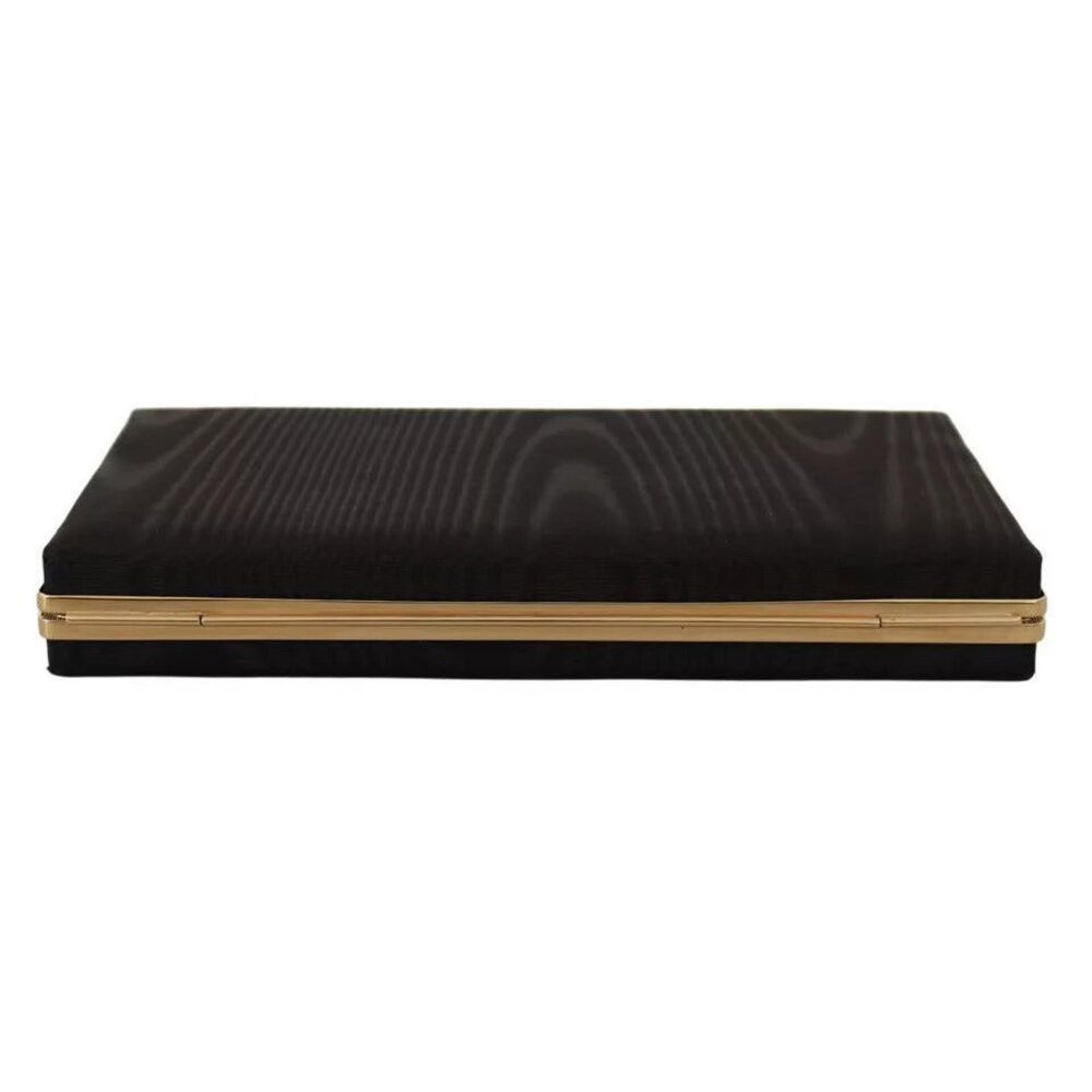 Dolce & Gabbana Dolce & Gabbana Black Silk Gold Frame Clutch Evening Party P Size ONE SIZE - 3 Thumbnail