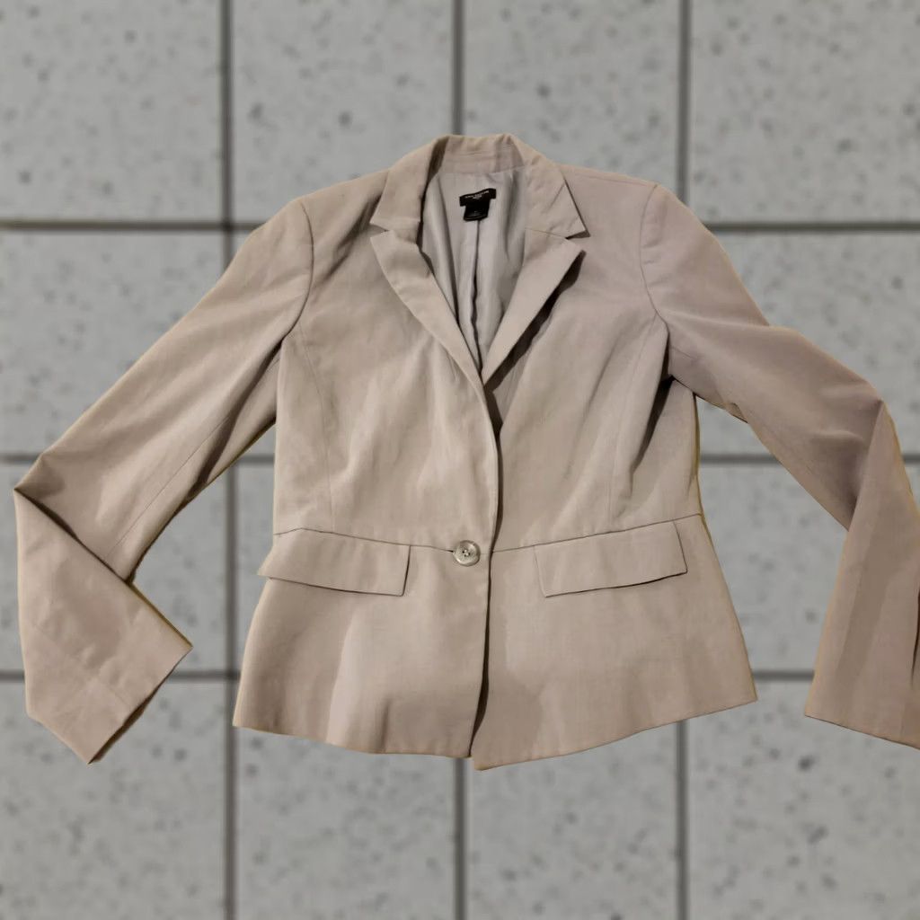 Ann Taylor VINTAGE Ann Taylor Sports Blazer 4P Petite Gray Cotton Womens 3-in-1 Jacket Size S / US 4 / IT 40 - 1 Thumbnail