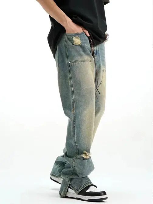 Japanese Brand Kato Vintage blue washed distressed men's ripped jeans Size US 32 / EU 48 - 3 Thumbnail