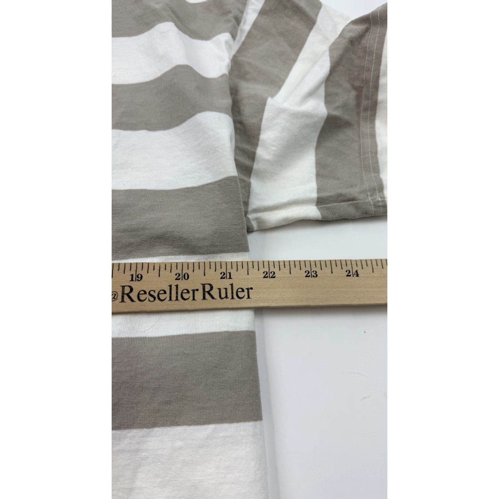H&M H&M Shirt Womens Small Striped Beige White Boxy Fit Cotton Crewneck Tee Casual Size S / US 4 / IT 40 - 7 Thumbnail