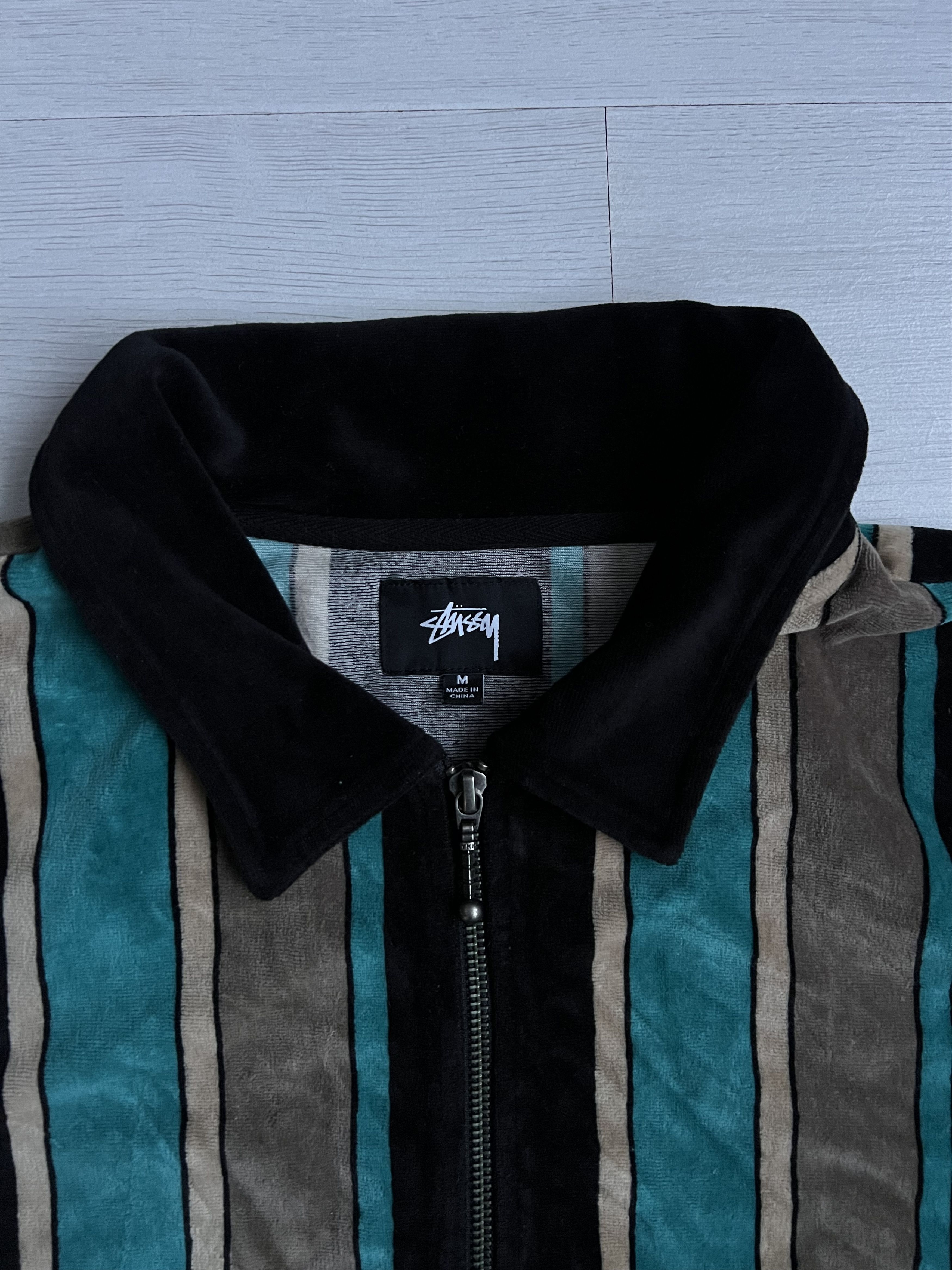 Stussy × Vintage Stussy Roland Velour Track Jacket Shirt Streetwear M/L Size US M / EU 48-50 / 2 - 2 Thumbnail