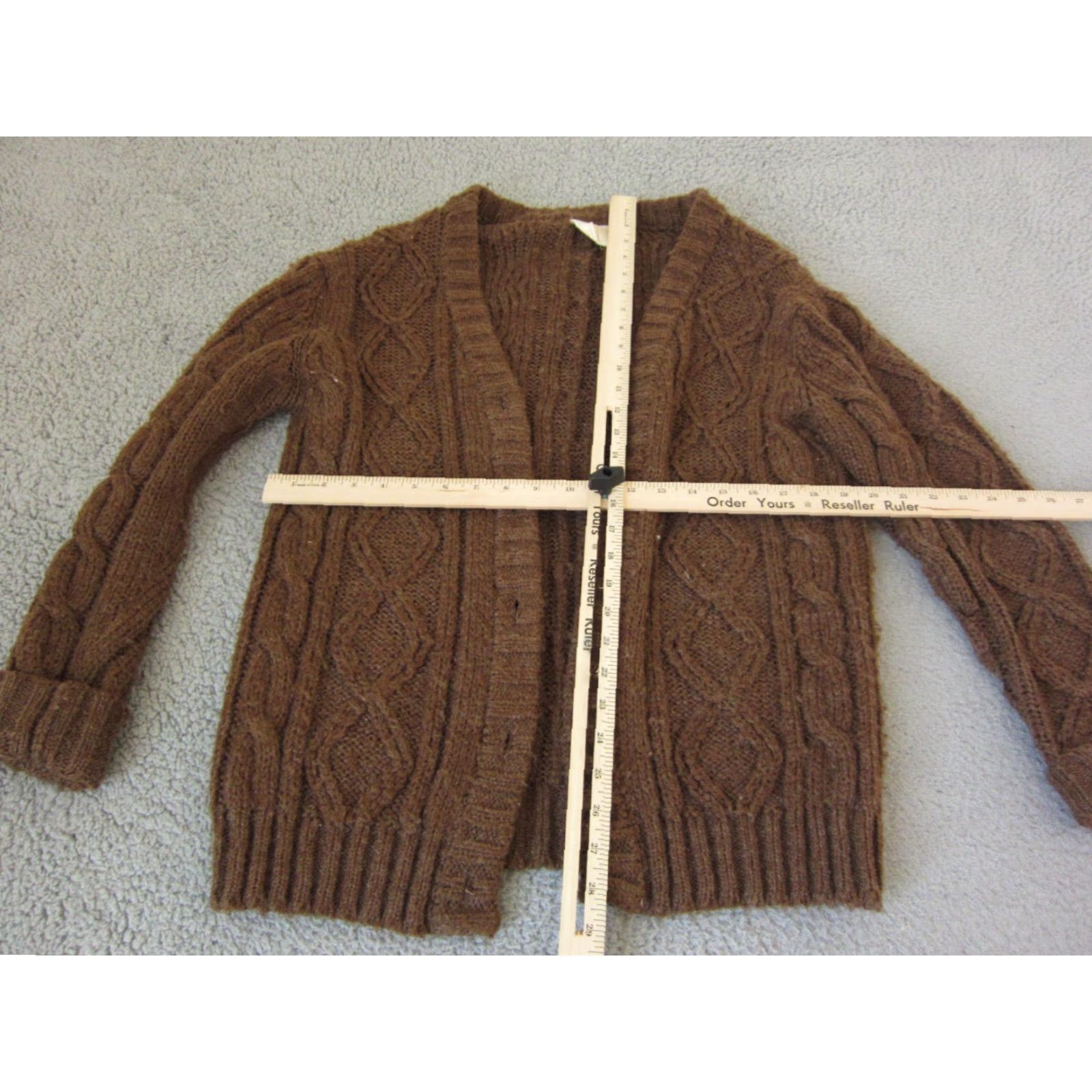 Jantzen VINTAGE Jantzen Cardigan Womens Large Brown Cable Knit Sweater 70s Size L / US 10 / IT 46 - 6 Thumbnail