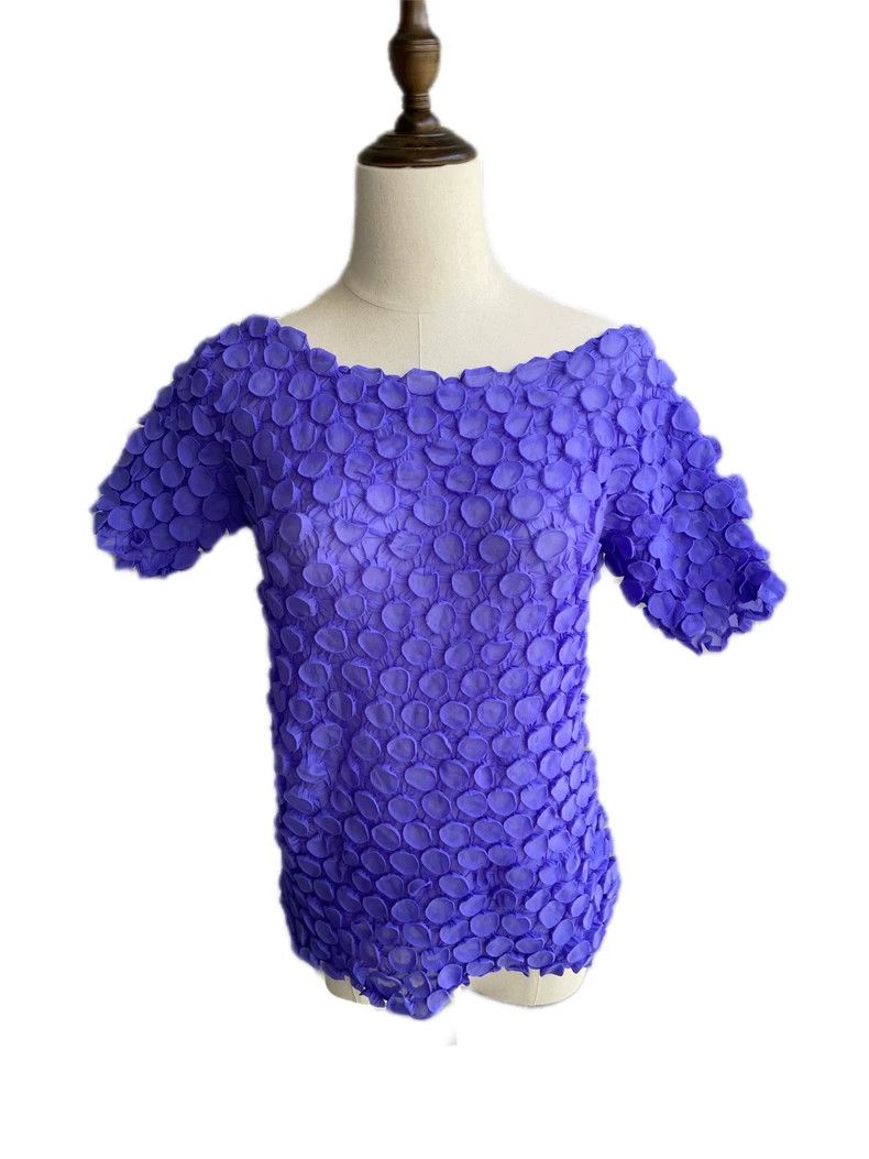 Issey Miyake Issey Miyake size:2 Purple puffed short-sleeved shirt Size M / US 6-8 / IT 42-44 - 3 Thumbnail