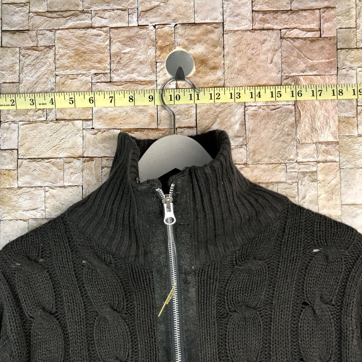 Aran Isles Knitwear × Homespun Knitwear × Japanese Brand Louis Chavlon Black Zipper cable Knitwear #A1183 Size US L / EU 52-54 / 3 - 3 Thumbnail