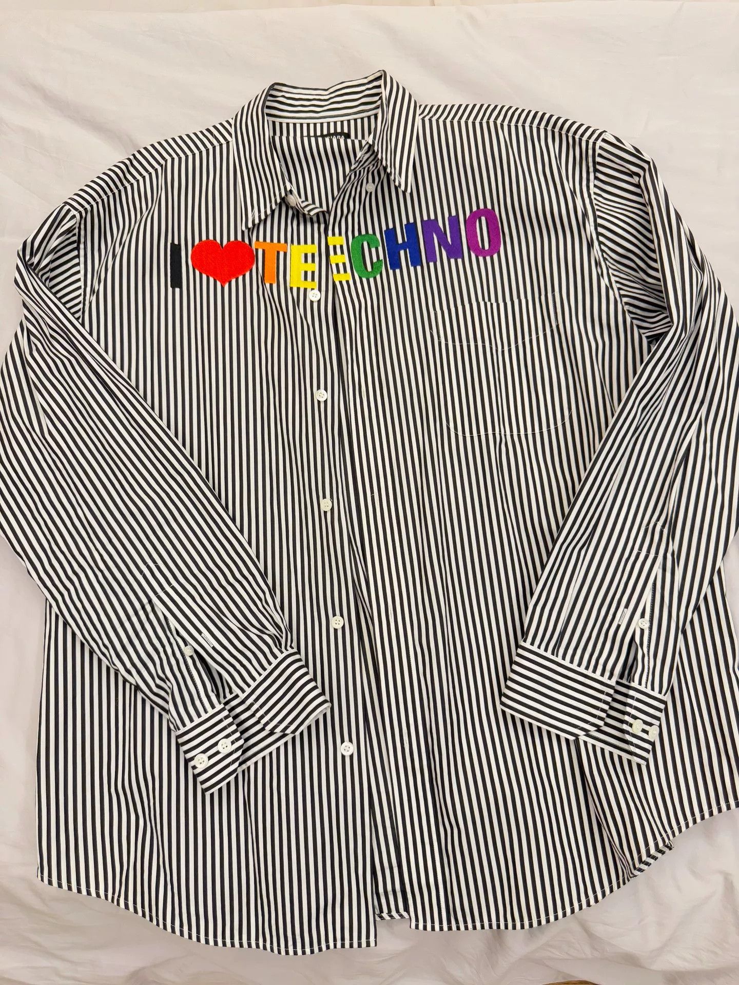 Balenciaga AW18 I LOVE TECHNO DENIM SHIRT | Grailed