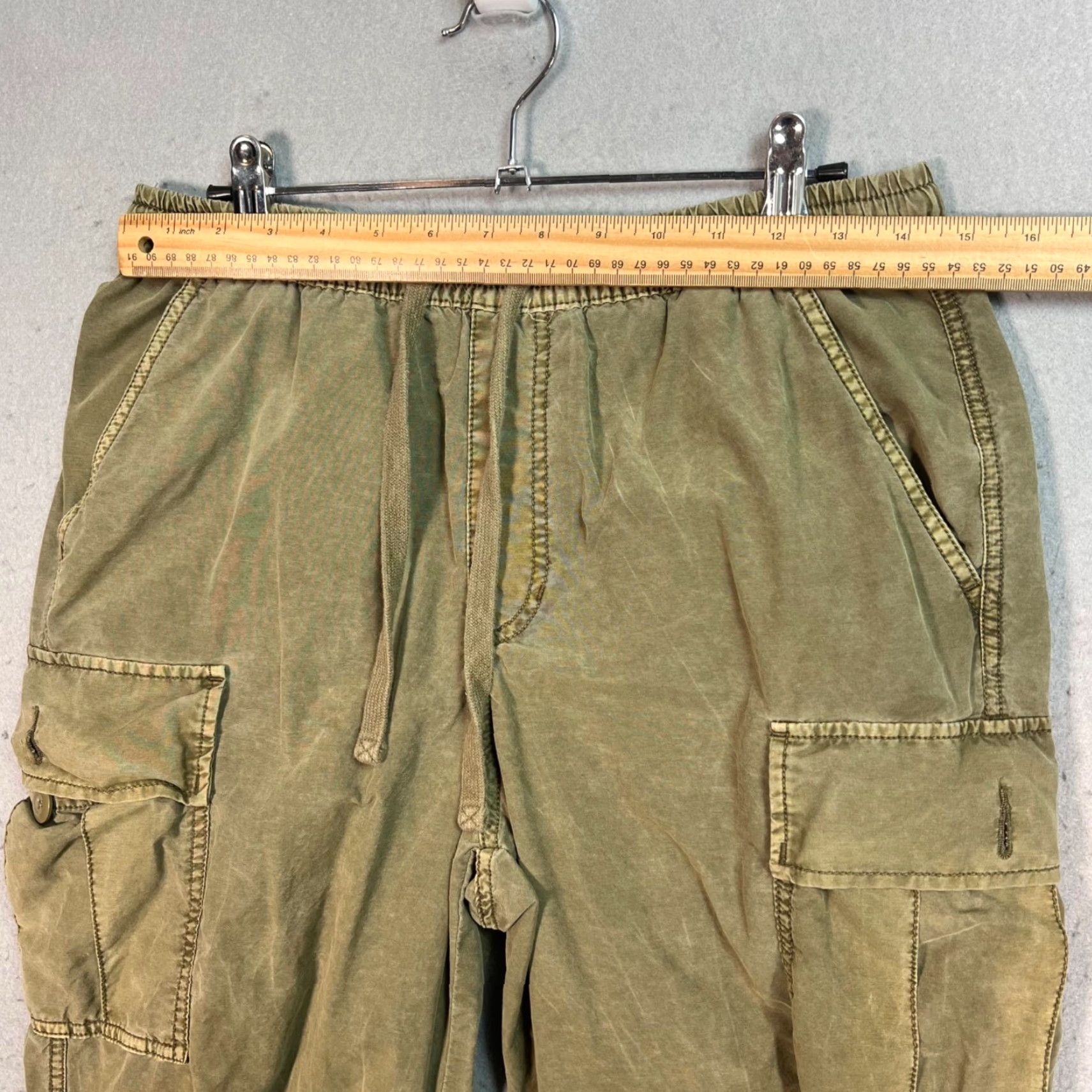Vintage Standard Cloth Mens Cargo Pants Small Olive Cotton Blend Drawstring Flat Front Tapered Casual Pants Mens Size US 29 - 6 Thumbnail