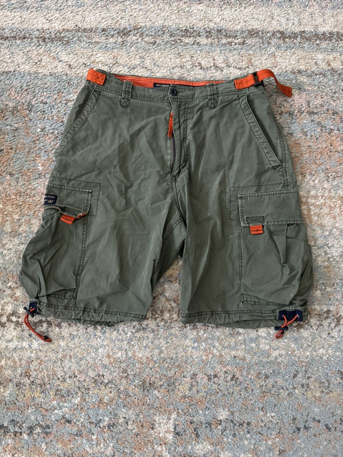 American Eagle Outfitters VTG Y2K Abercrombie Cargo Green Paratrooper Shorts 32 Orange Size US 32 / EU 48 - 1 Thumbnail