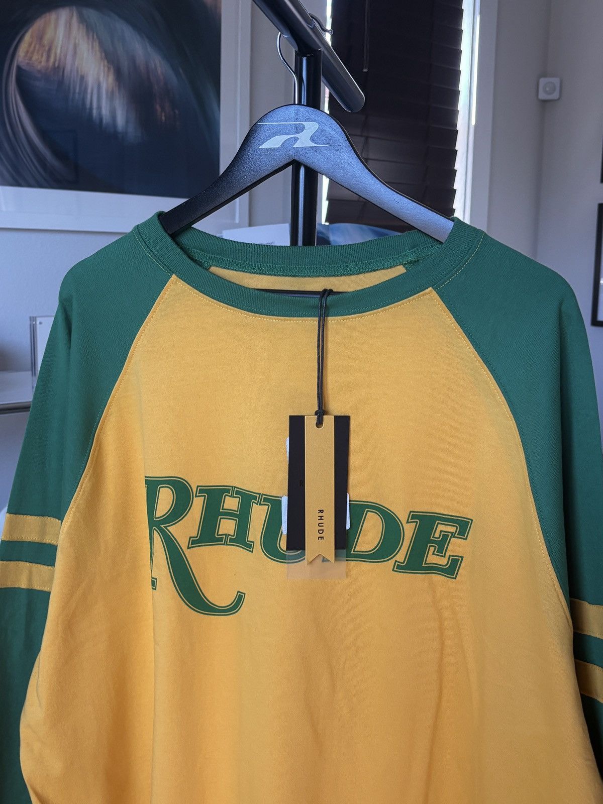Rhude RHUDE | YELLOW GREEN LOGO JERSEY TEE Size US XXL / EU 58 / 5 - 6 Thumbnail