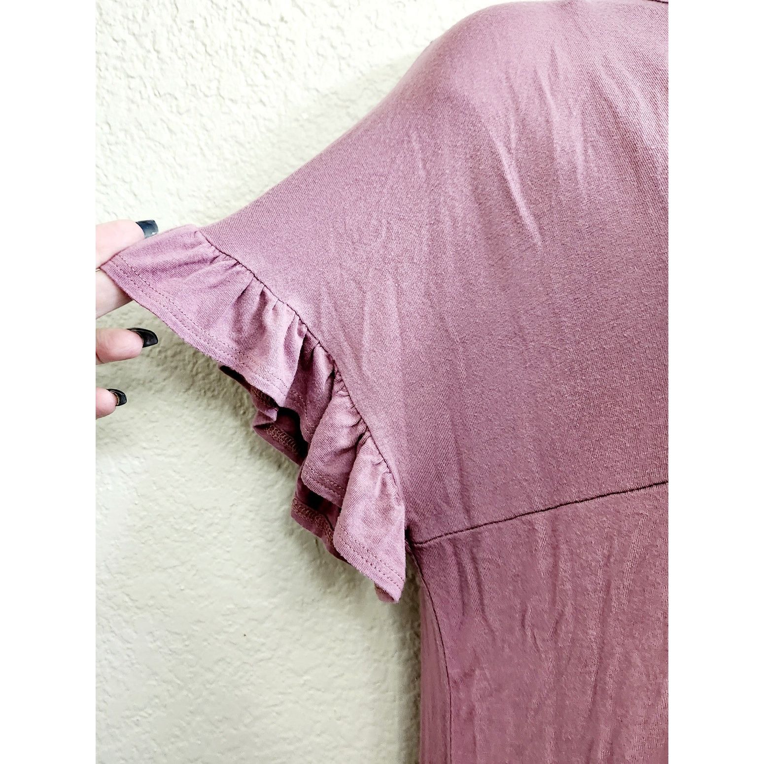 Other Simlu Dusty Rose Pleated Front Dress Large Capped Sleeves Size L / US 10 / IT 46 - 2 Thumbnail