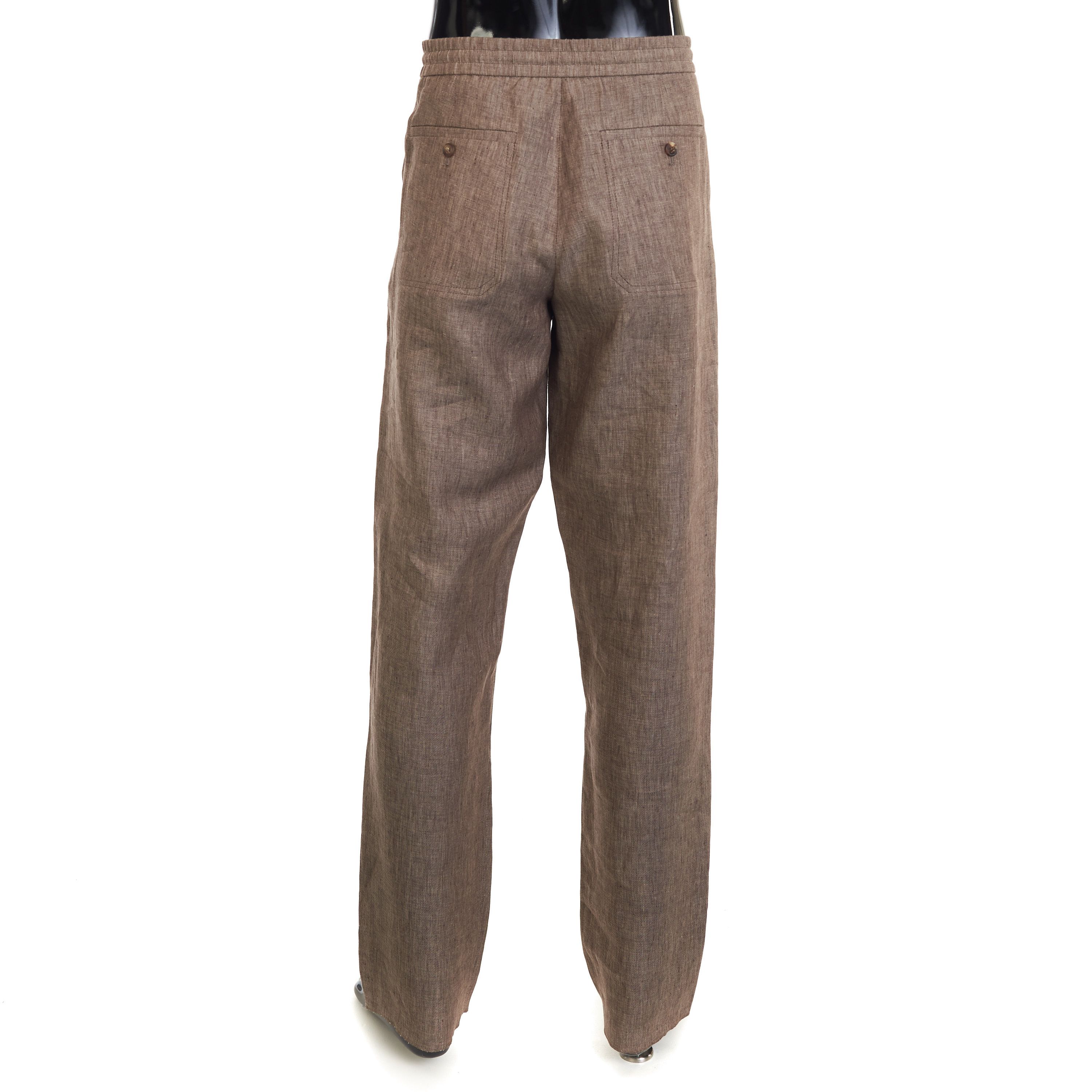 Other Brett Johnson Mocha Brown Linen Casual Pants With Drawstring Size US 30 / EU 46 - 4 Thumbnail