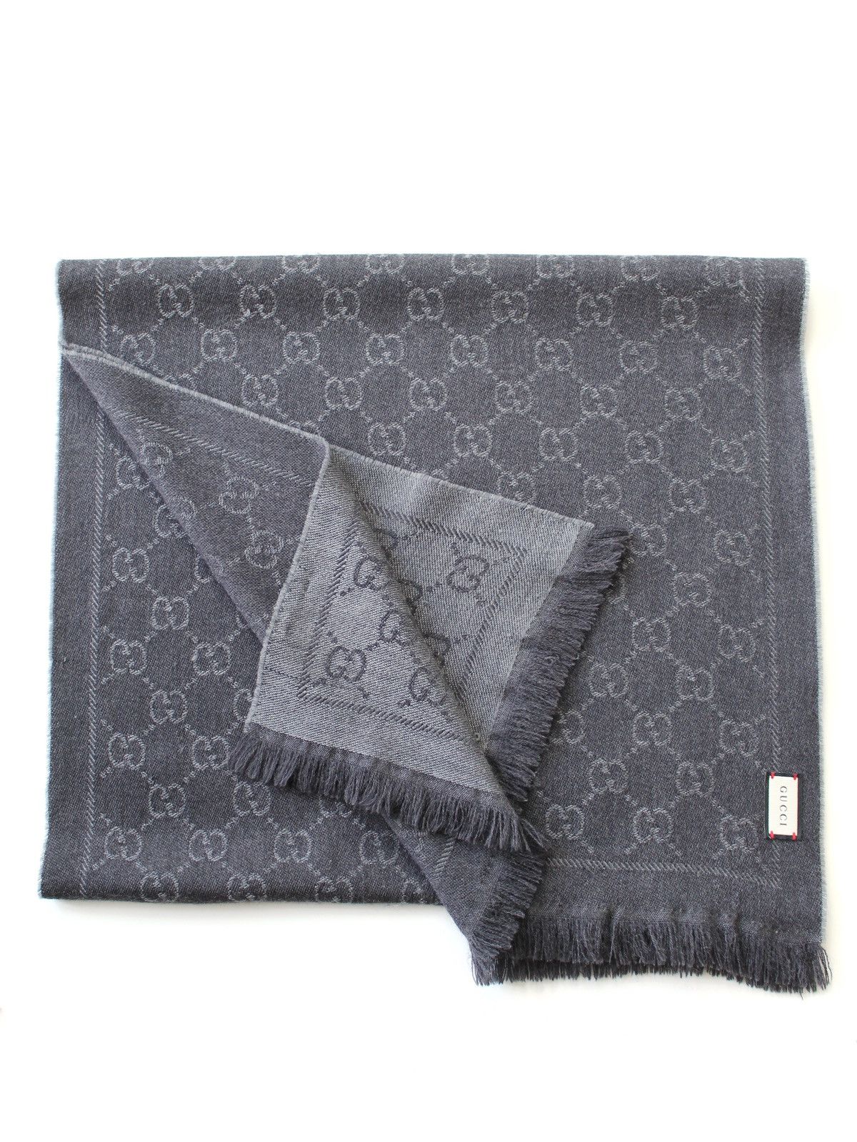 Gucci Gucci GG Jacquard Wool Scarf Grey 48x180 Size ONE SIZE - 1 Thumbnail