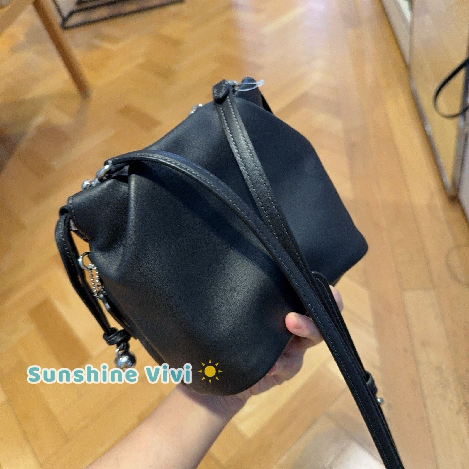 Coach NWT Coach Faye Mini Drawstring Bag Ruching CDB67 Black Size ONE SIZE - 3 Thumbnail