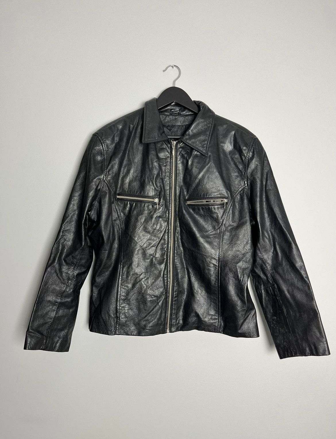 Vintage leather jacket y2k punk rock hype