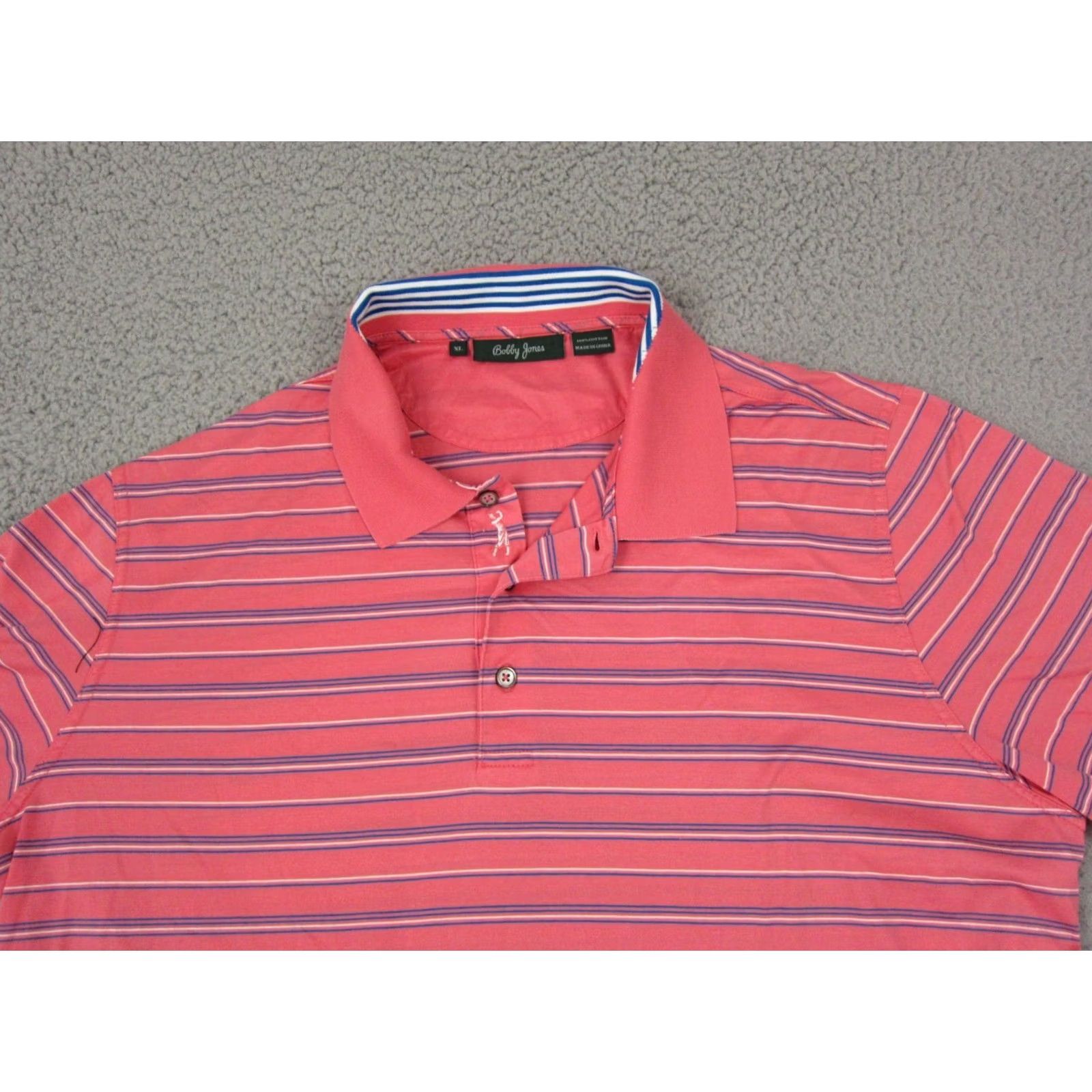 Vintage VINTAGE Bobby Jones Polo Shirt Mens XL Pink Striped Golf Cotton Size US XL / EU 56 / 4 - 2 Thumbnail