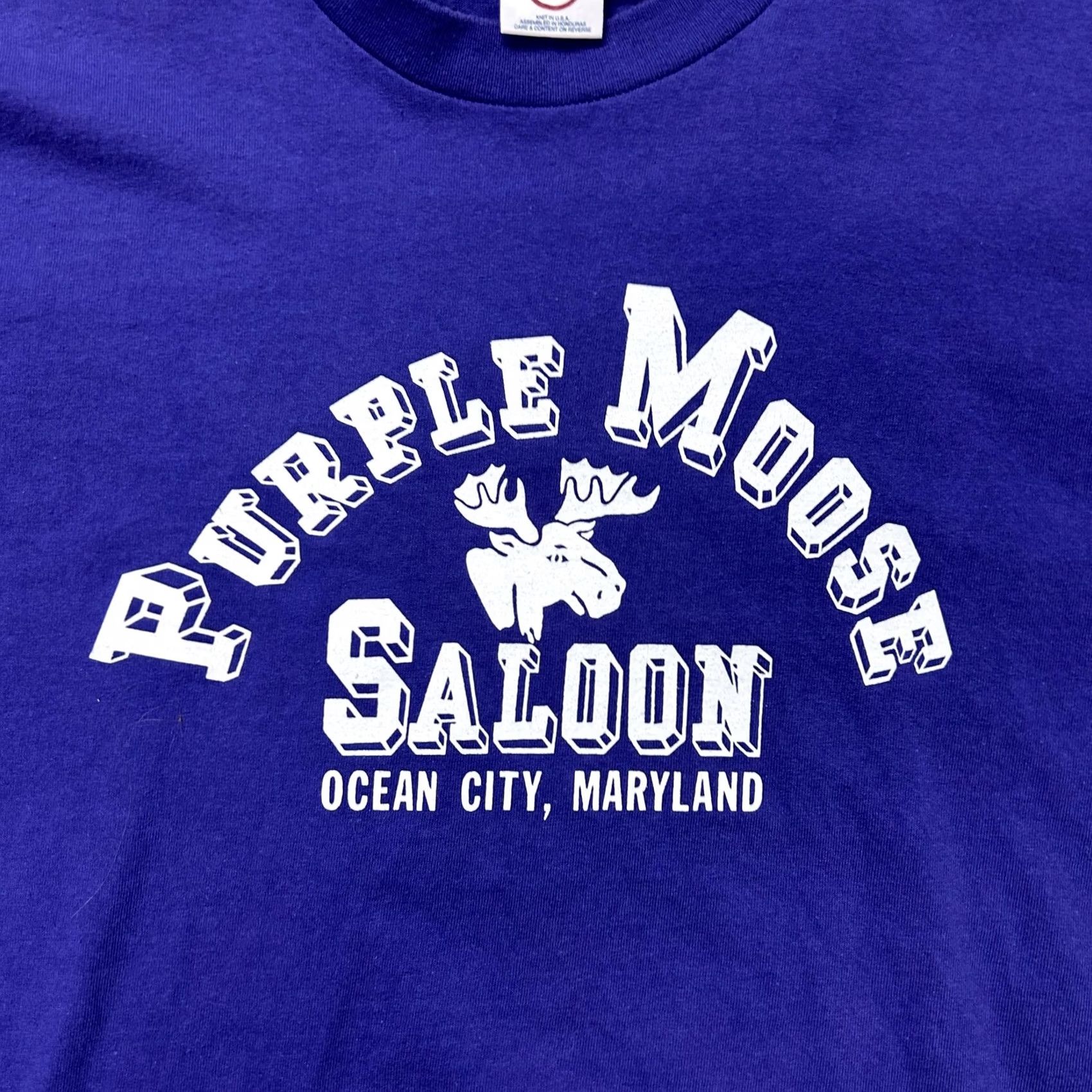 Delta Vintage Delta Pro Weight T-Shirt Mens Large Purple Moose Saloon Ocean City Maryland Bar Tee Size US L / EU 52-54 / 3 - 2 Thumbnail