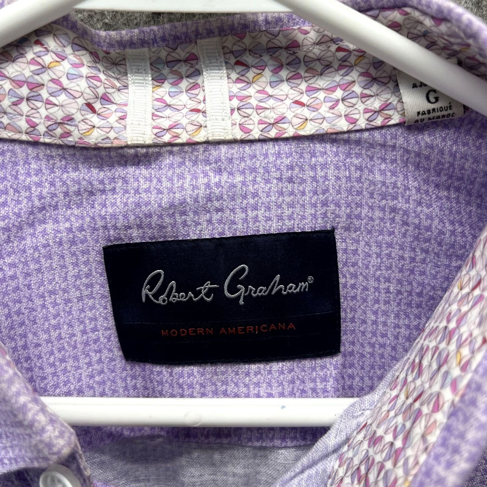 Robert Graham Robert Graham Shirt Mens L Purple Check Short Sleeve Button Front Slim Fit Size US L / EU 52-54 / 3 - 4 Thumbnail