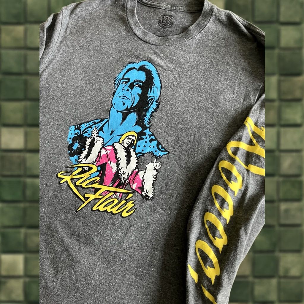 Ripple Junction VINTAGE WWF WWE Ric FLAIR Gray Long Sleeve Graphic T-shirt M Ripple Junction Men Medium Gray Wrestling Graphic Tee Wooooo Size US M / EU 48-50 / 2 - 1 Thumbnail
